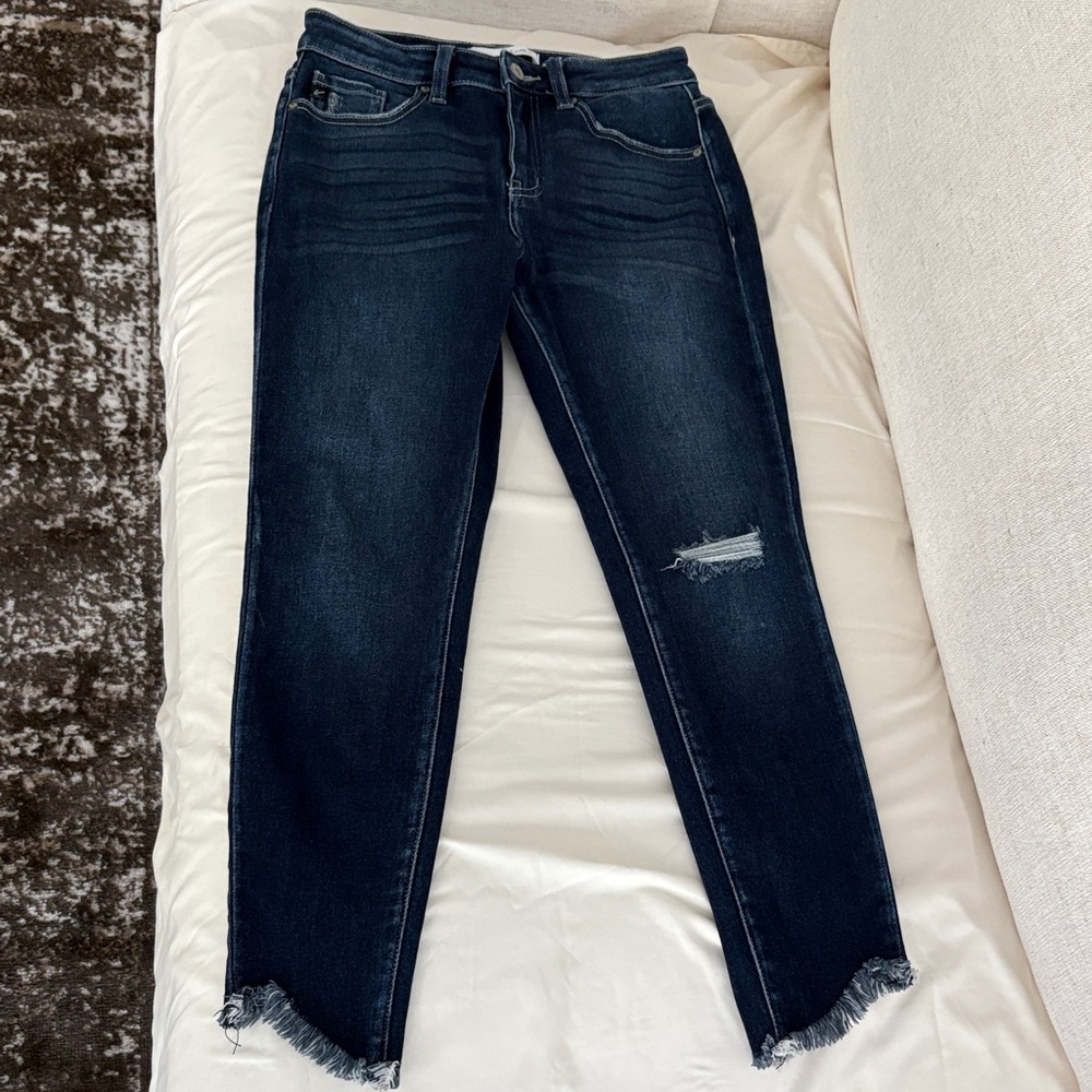 KanCan Midnight Blue Frayed Hem Jeans